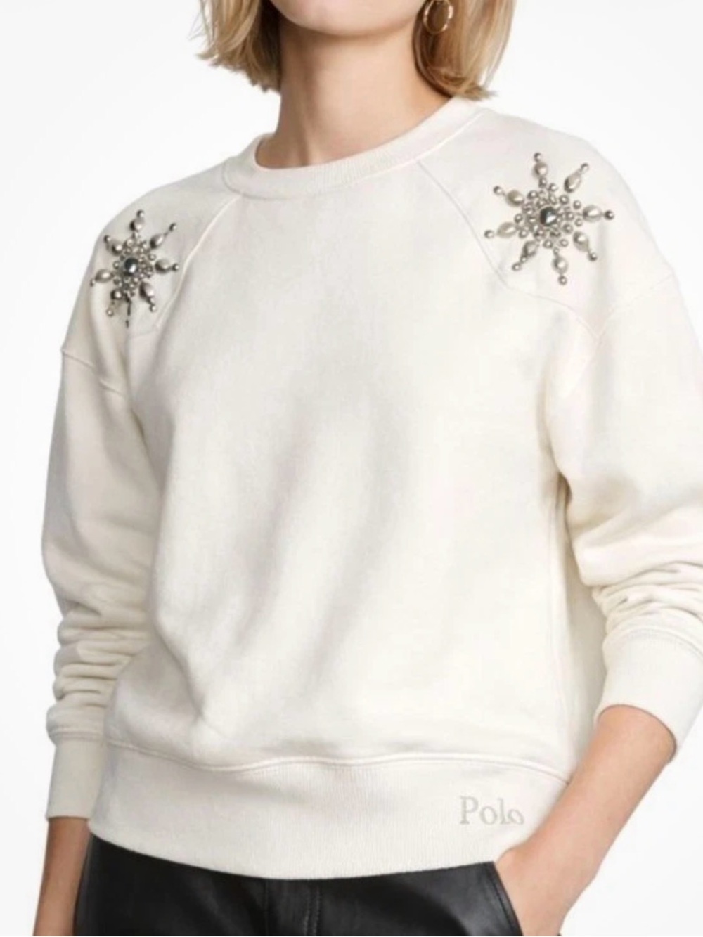 Ralph Lauren Polo Embellished Ivory Sweatshirt Southwest Cotton Embellished XL